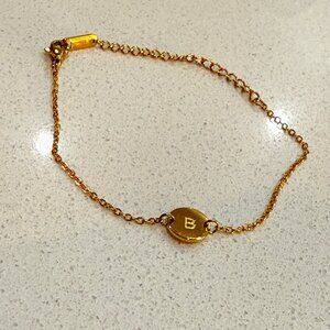 18k Gold Plated Dainty Anklet Bracelet with "B" Initial